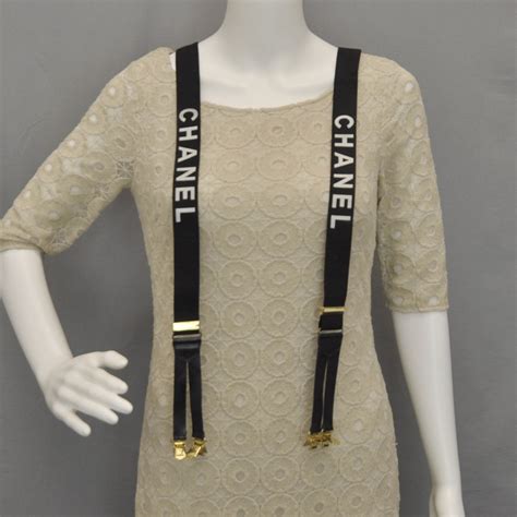 vintage chanel suspenders|CHANEL Logo Suspenders Black White 32559.